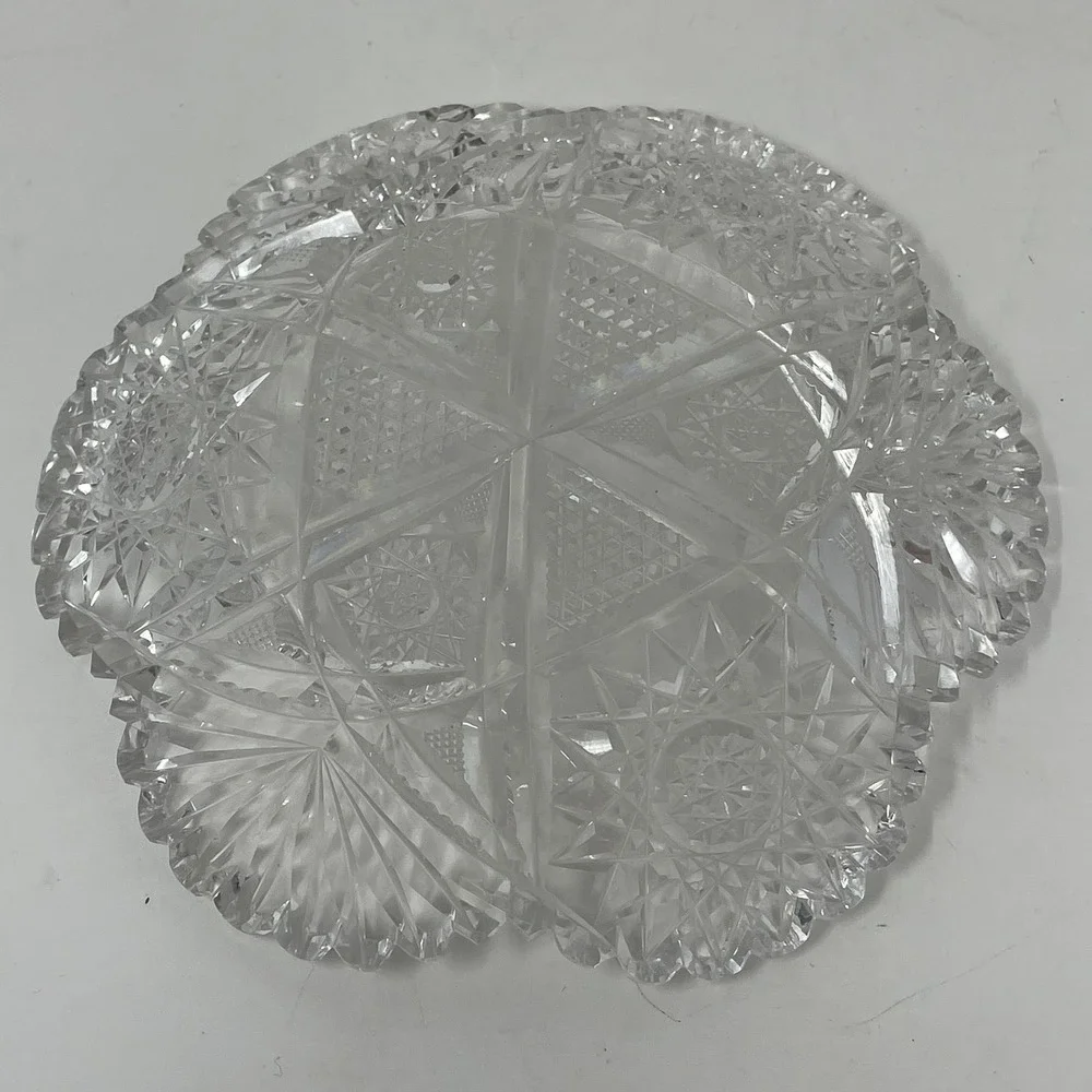 Antique American Brilliant Cut Glass Shallow Bowl Plate‎ 7